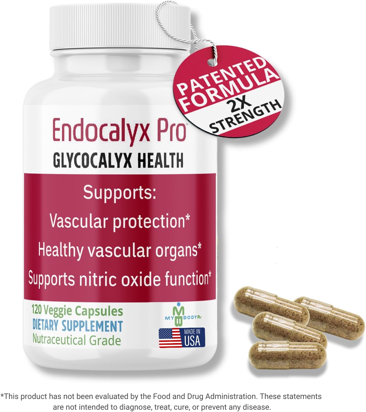 Endocalyx Pro Supplement – Endothelial Glycocalyx Support 120 Capsules - Vascular & Microcirculation Health – Clinically-Studied – Patented – Supports Nitric Oxide Functions