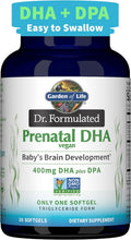 Garden of Life Dr. Formulated Prenatal Vegan DHA - Certified Vegan Omega 3 Supplement with 400mg DHA + DPA from Algal Omega 3 in Triglyceride Form, Non-GMO, 30 Softgels