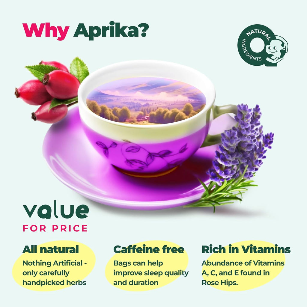 Immunity Booster Decaffeinated Tea Bags, Pure Herbal Immunity Blend - Lemon Balm, Peppermint, Chamomile, Lavender. Immune Support Supplement - 60 Bags by Aprika Life
