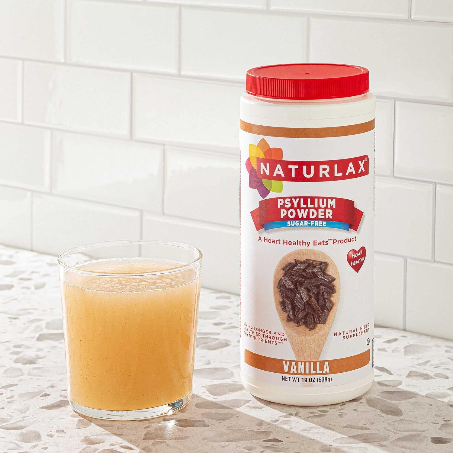Sugar-Free Psyllium Husk Fiber Powder, Vanilla Flavored 19 oz