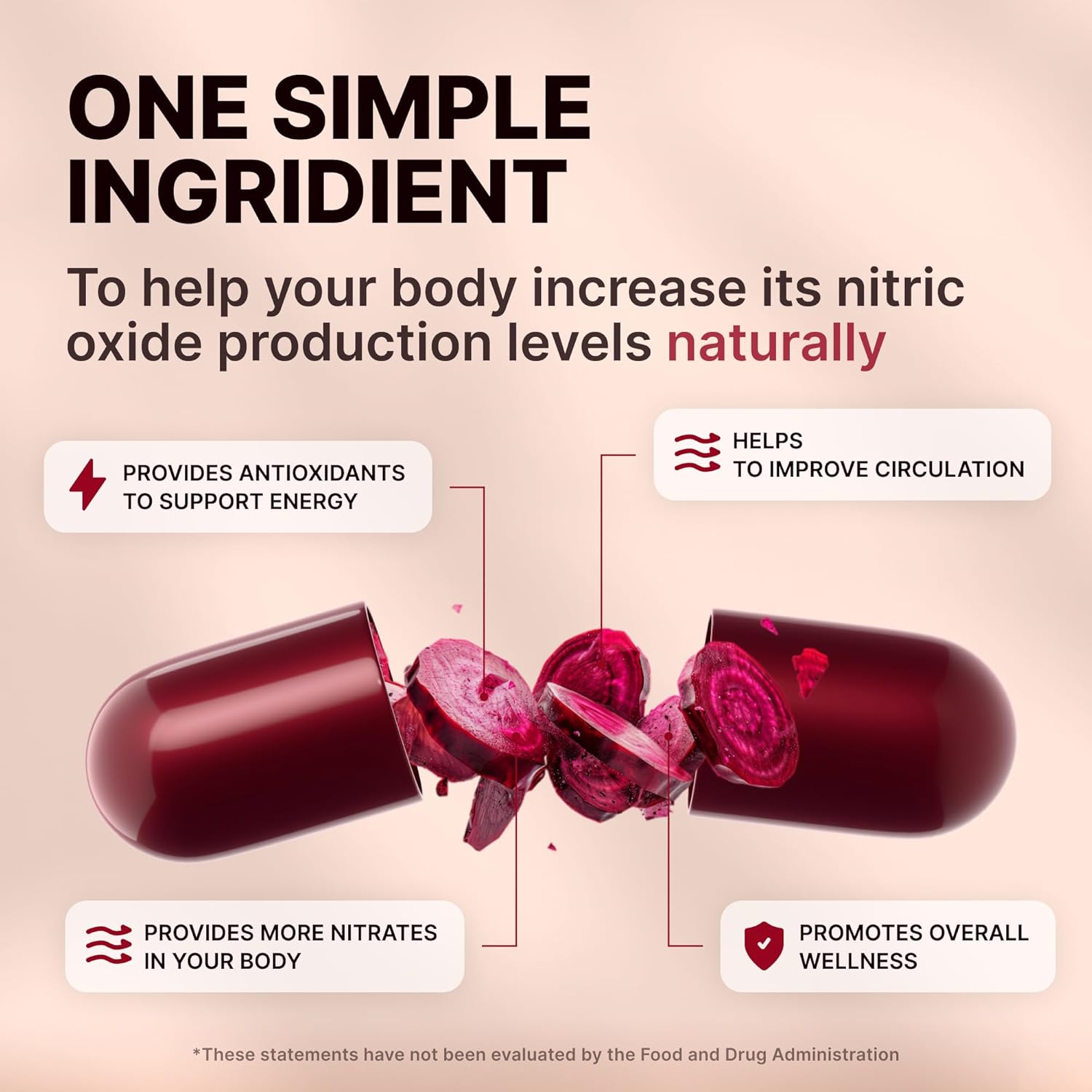Nature's Pure Blend Organic Beet Root Powder 90 Capsules – Beet Root Capsules & Beets Supplements for Circulation – L Arginine – Nitric Oxide Supplements