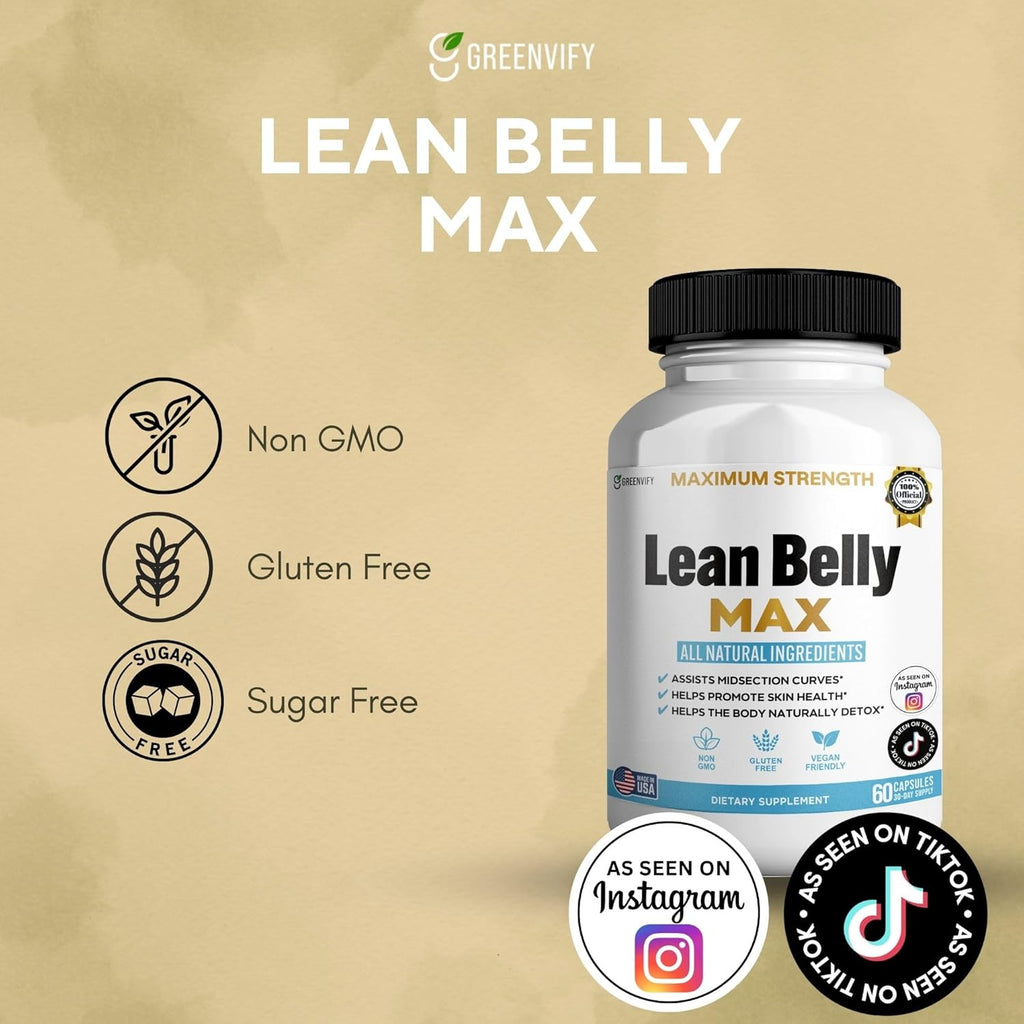 Lean Belly Max Natural Supplement, 60 Capsules, 30-Day Supply, All Natural Ingredients, Non-GMO, Gluten Free (5)