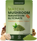 Mushroom Matcha, Green Tea Matcha Powder, 22 Servings,14 Mushroom Supplement, Magnesium Glycinate, L-Theanine, Probiotics | Focus & Immunity Support | Vegan, Gluten-Free, 6.35 Oz