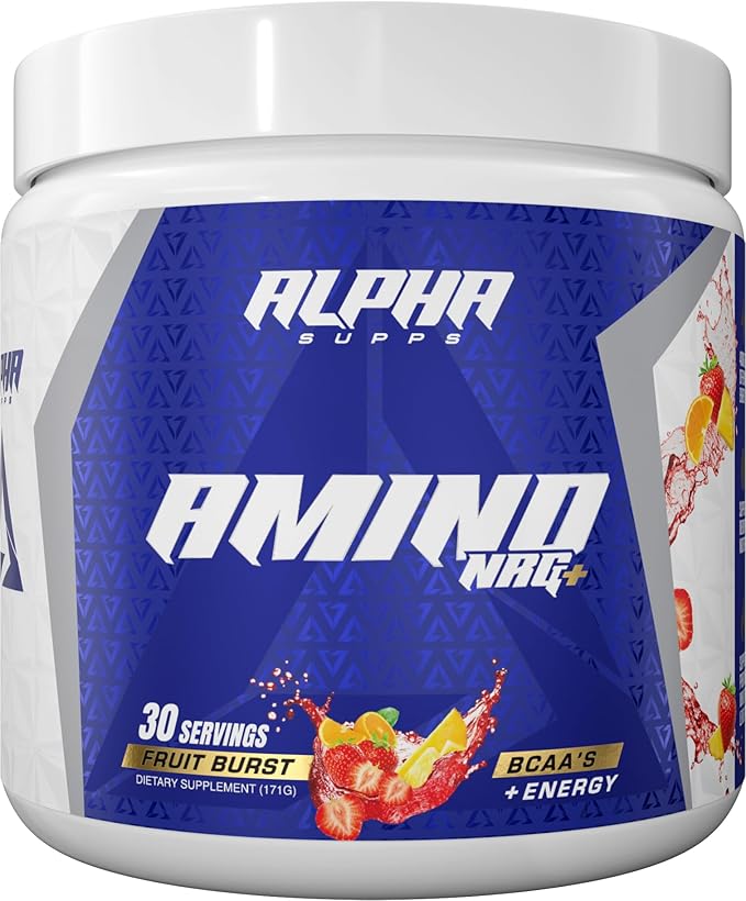 Alpha Supps Amino NRG+ BCAA Amino Energy Recovery Powder - Hydration Blend with Electrolytes - Focus Blend for Optimal Performance Support in Men & Women (30 Servings, Fruit Burst)