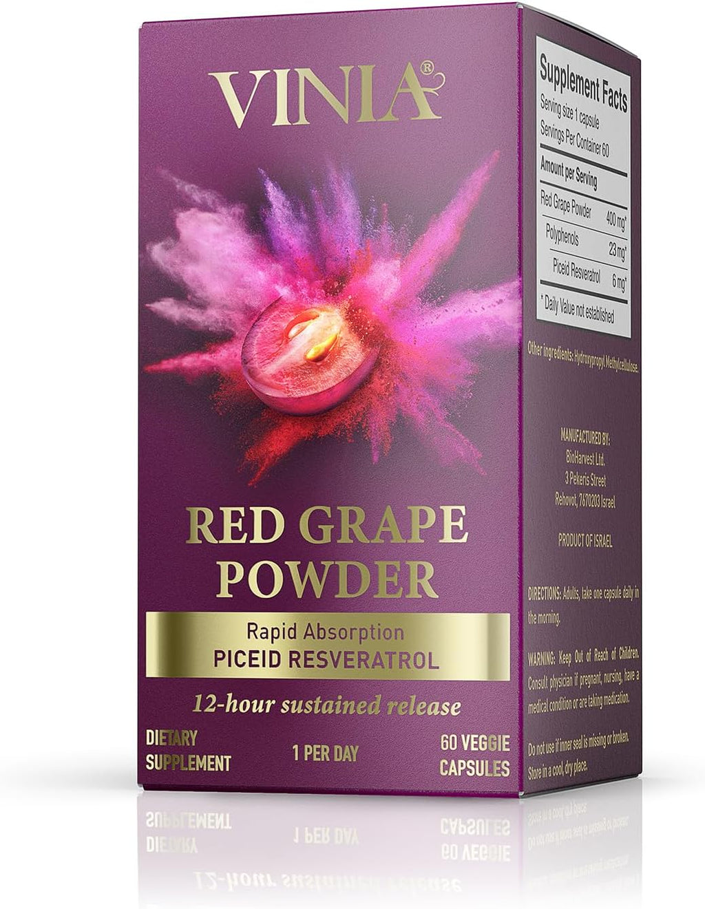 12-Hour Long-Lasting Piceid Resveratrol Supplement. Nitric Oxide Supplement. Supports Heart Health, Blood Flow, Boost Oxygen Superfood Powder, Keto Friendly. Vegan & Non-GMO. 60 Day Supply.