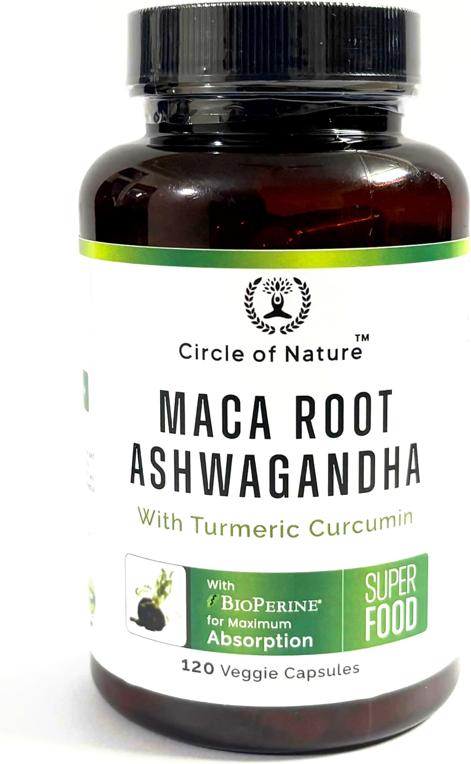 Maca Root, Ashwagandha Root Extract, Capsules for Men & Women with Turmeric Curcumin and Bioperine 120 Capsules Made in USA