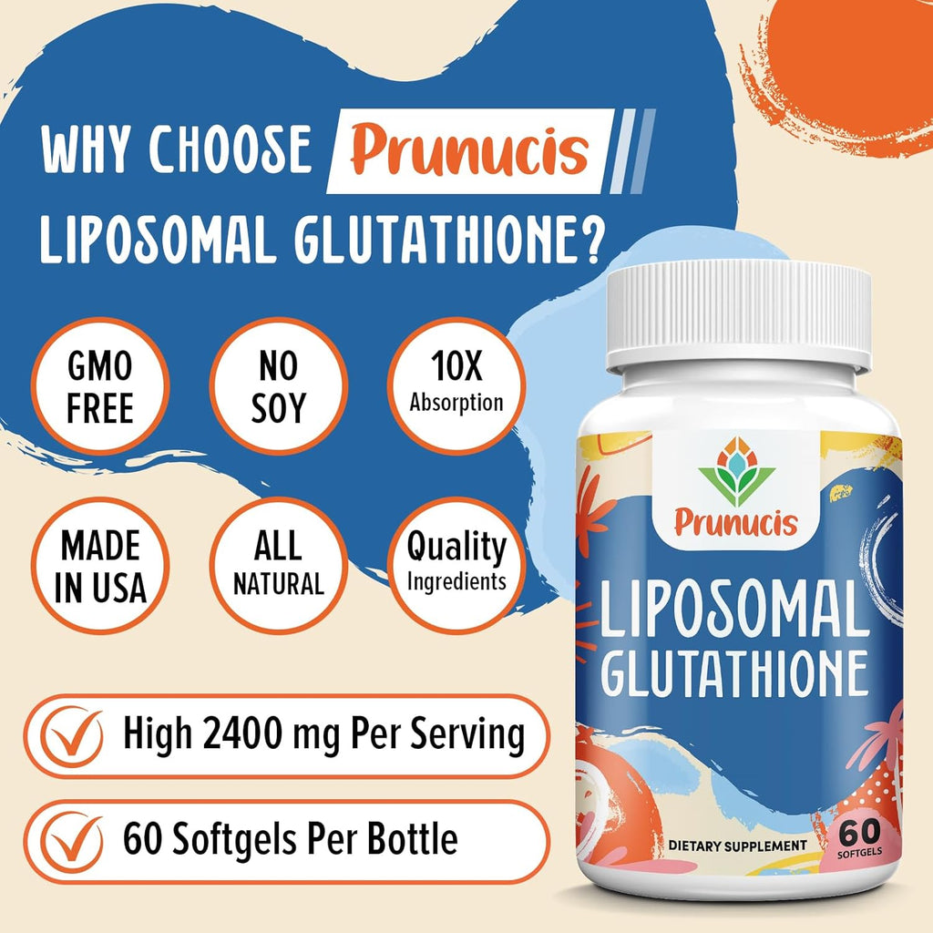 2400MG Liposomal Glutathione, with Vitamin C, Milk Thistle & Alpha-Lipoic Acid, Master Antioxidants, Pure Reduced L-Glutathione - Immune System, Cell Repair, Energy, High Absorption, 480 Softgels