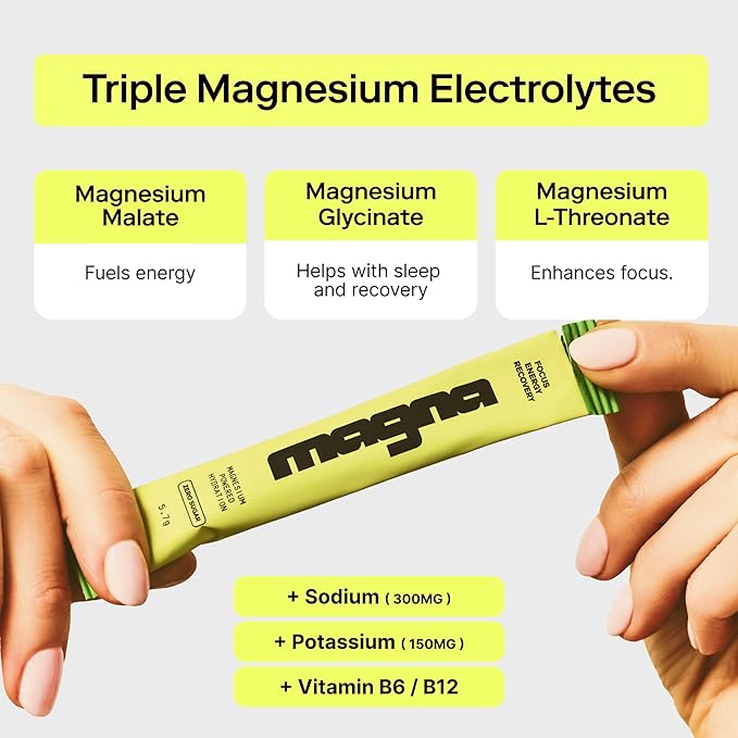 MAGNA Electrolytes Powder Drink Mix Bundle – Lemon Lime & Mint Lemonade Flavors, 56 Servings | Hydration, Energy & Focus Support with Magnesium L-Threonate, Sodium, Potassium, Vitamin D, B6 & B12