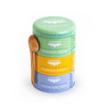 JusTea Assorted Tea Trio | Stacking Tins Variety Pack with Hand Carved Spoon | Loose Leaf Tea | Variable Caffeine | Award-Winning | Fair Trade | Non-GMO