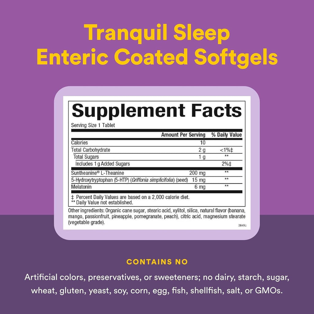 Natural Factors Stress-Relax Tranquil Sleep Extra Strength, with Suntheanine L-Theanine, 5-HTP, Melatonin, 60 Tablets