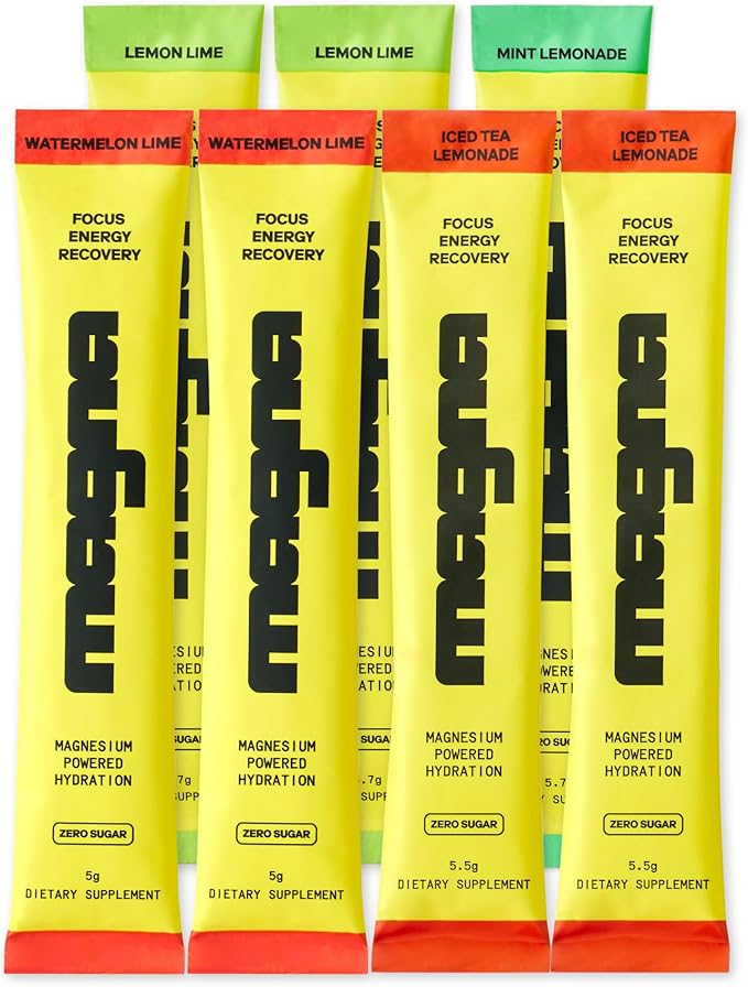 MAGNA Electrolytes Powder Drink Mix Bundle – Lemon Lime & Variety Pack Flavors, 35 Servings | Hydration, Energy & Focus Support with Magnesium L-Threonate, Sodium, Potassium, Vitamin D, B6 & B12