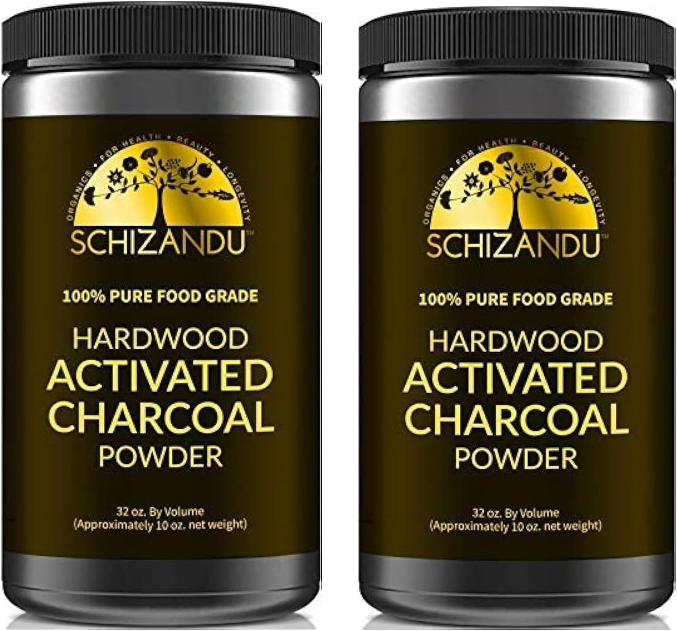 Activated Hardwood Charcoal Powder by Schizandu Vegan 100% | Supports Skin, Body, Teeth Whitening 2-Packs