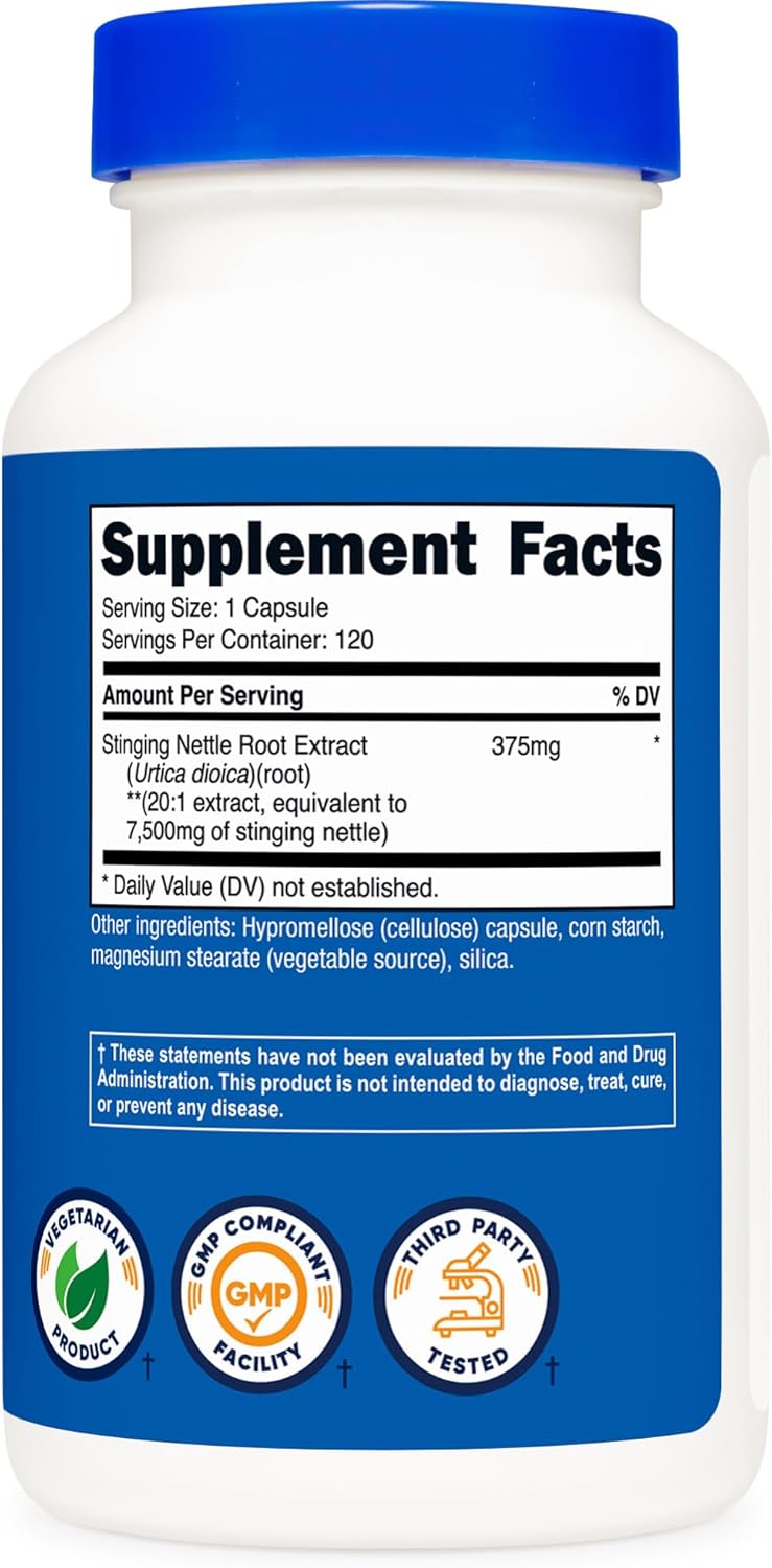 Nutricost Stinging Nettle Root Extract 7500mg Equivalent, 120 Capsules - Vegetarian Friendly, Non-GMO, Gluten Free