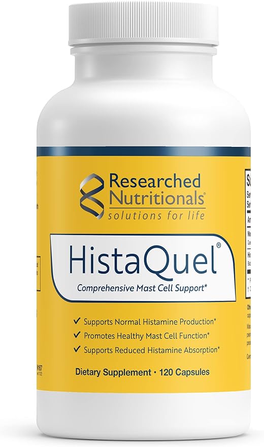 Researched Nutritionals HistaQuel - Dual-Action Histamine & Mast Cell Support Formula - Clinically Researched Flavonoid & Herbal Formula with Stinging Nettle & Black Cumin Seed Oil, 120 Capsules