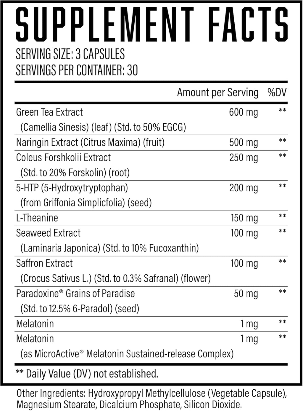 Huge Supplements Exterminate Thermogenic Fat Burner for Men & Women, Supports Weight Loss, Enhances Metabolism, Boosts Caloric Expenditure & Appetite Suppression - 100% Stimulant-Free (No Caffeine)