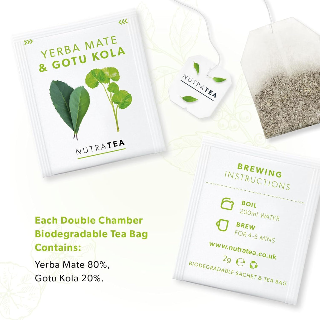 Nutra Tea - Moringa Leaf & Ashwagandha – Moringa Tea Bags, Ashwagandha Tea Bags - For Mood Support and Stress Relief - 40 Individually Wrapped Bags - Herbal Infusion (2 Pack)