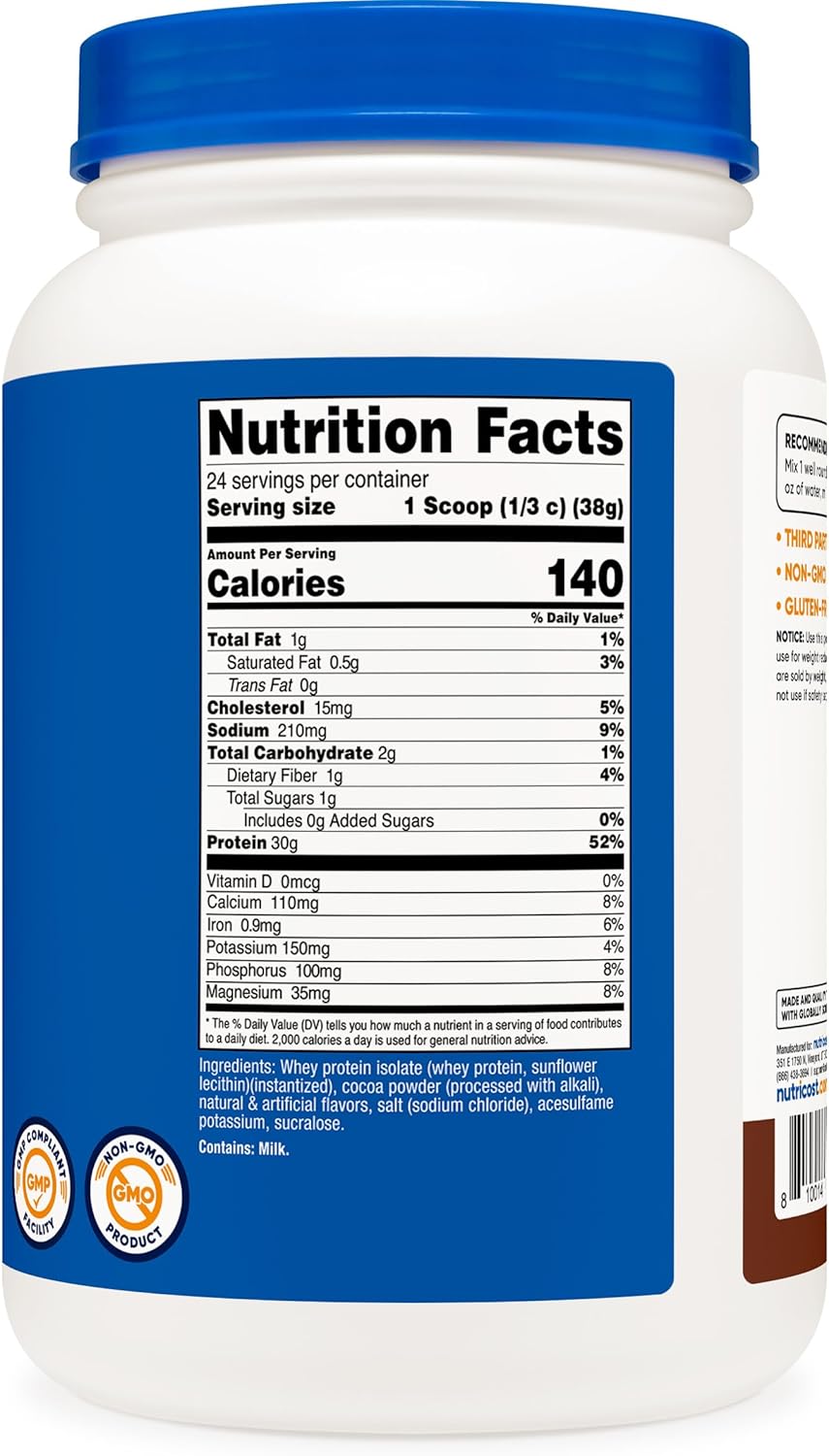 Nutricost Whey Protein Isolate (Milk Chocolate) 2LBS
