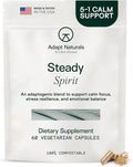 Adapt Naturals Steady Spirit Stress, Anxiety & Mood Support Supplement for Women and Men with Ashwagandha, L-Theanine, Holy Basil, Saffron, and Lemon Balm - Stress Relief Supplement - 60 Day Supply
