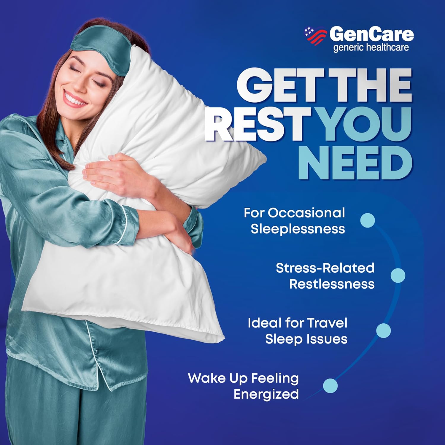 GenCare Maximum Strength Nighttime Sleep Aid Supplement for Adults Deep Sleep Pills with Diphenhydramine HCl 50mg to Fall Asleep Faster- Strong Non-Habit Forming PM Sleeping [96 Softgels] (Pack of 2)
