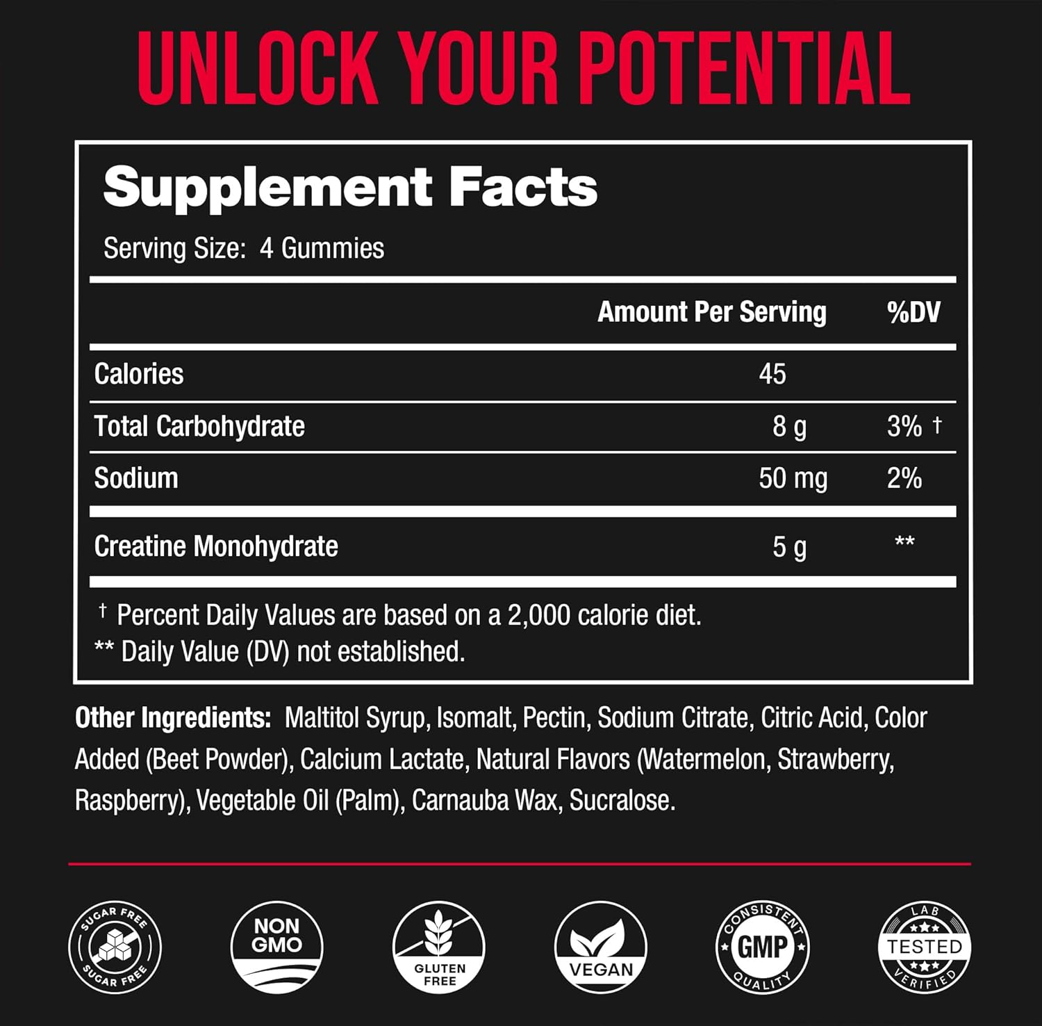 NutraChamps 120 Creatine Gummies for Men & Women - 5g Sugar Free Chewable Creatine Monohydrate Gummies - Supports Protein Synthesis, Muscle Recovery & Workout Performance
