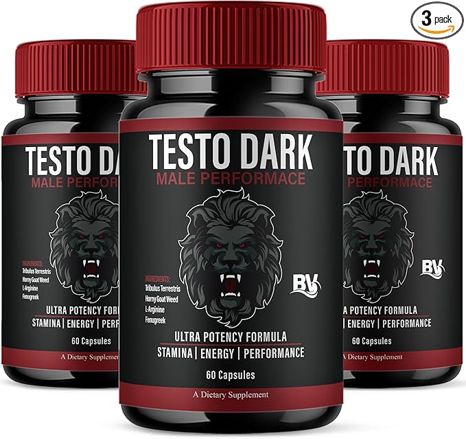 BLUE VIBE TestoDark Premium Wellness & Advanced Health Management Supplement Pills, TestoDark Maximum Strength Daily Health & Overall Wellness Formula Supplement Tablets (3 Pack - 180 Capsules)