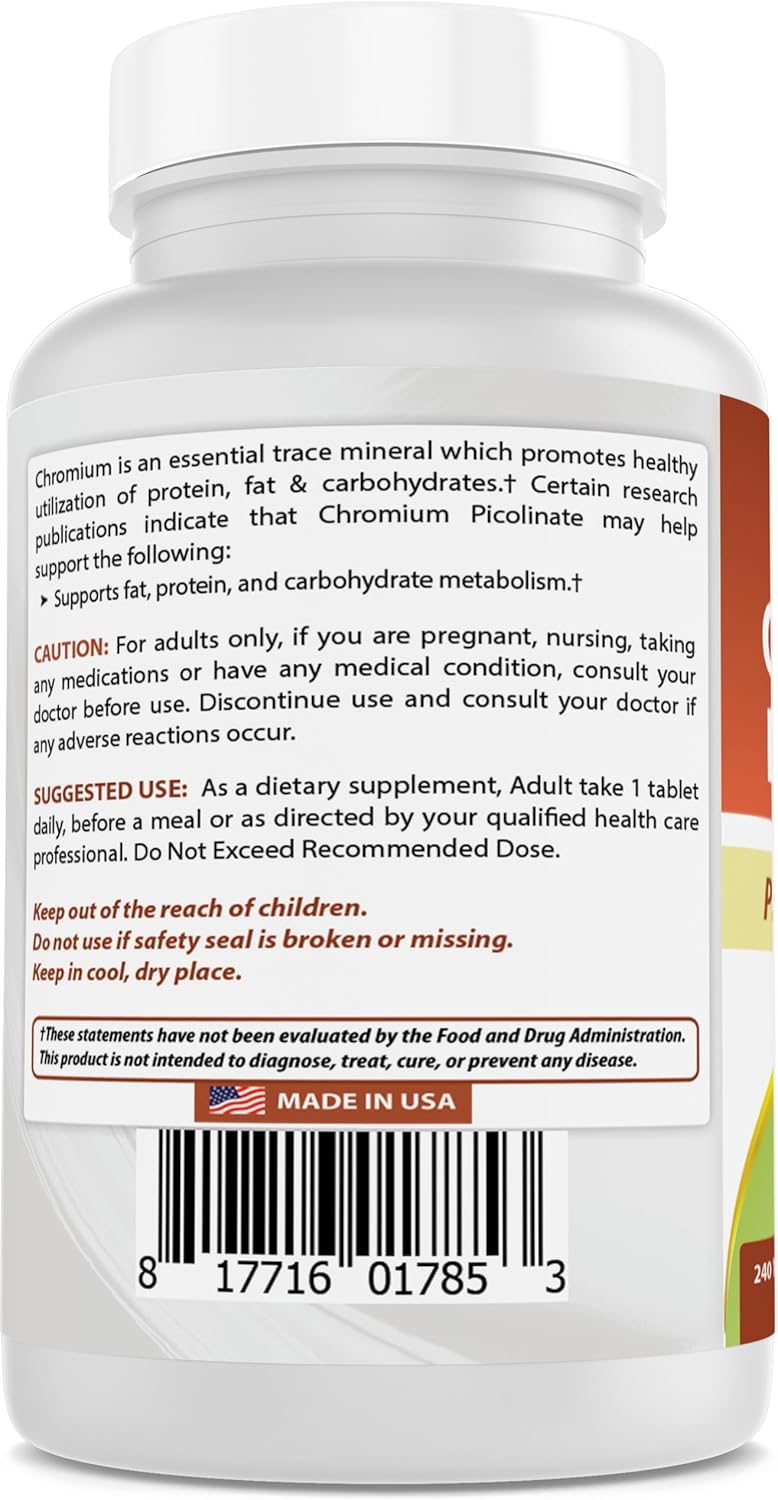 Best Naturals Chromium Picolinate 1000 mcg 240 Tablets