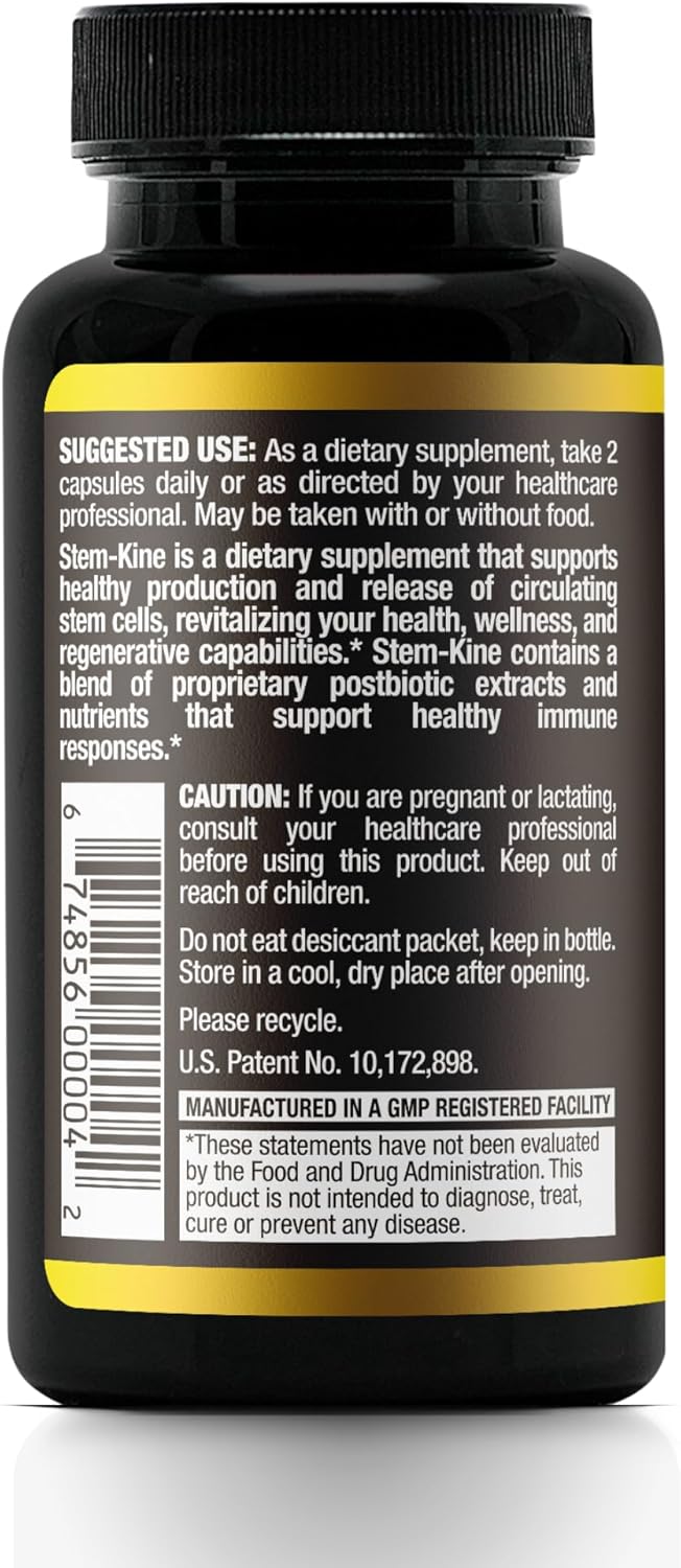 Stem-Kine Stem Cell Supplements, Clinically Proven to Increase Circulating Stem Cells, Promoting Aging Support, 60 Capsules