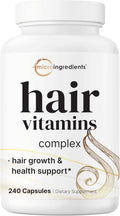 Micro Ingredients Hair Growth Vitamins for Women & Men, 240 Capsules | 14-in-1 Formula with Biotin, Collagen, Keratin, Saw Palmetto & More | Thicker, Fuller, Nourishes Thinning & Loss Hair Support