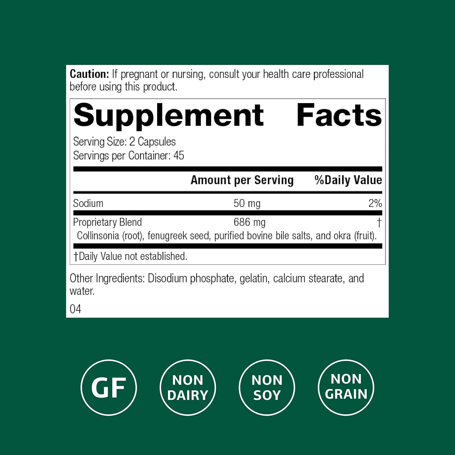 Standard Process Fen-Cho - Digestive & Gut Health Supplement - Gluten-Free, Non-Dairy & Non-Soy - 90 Capsules (45 Servings)