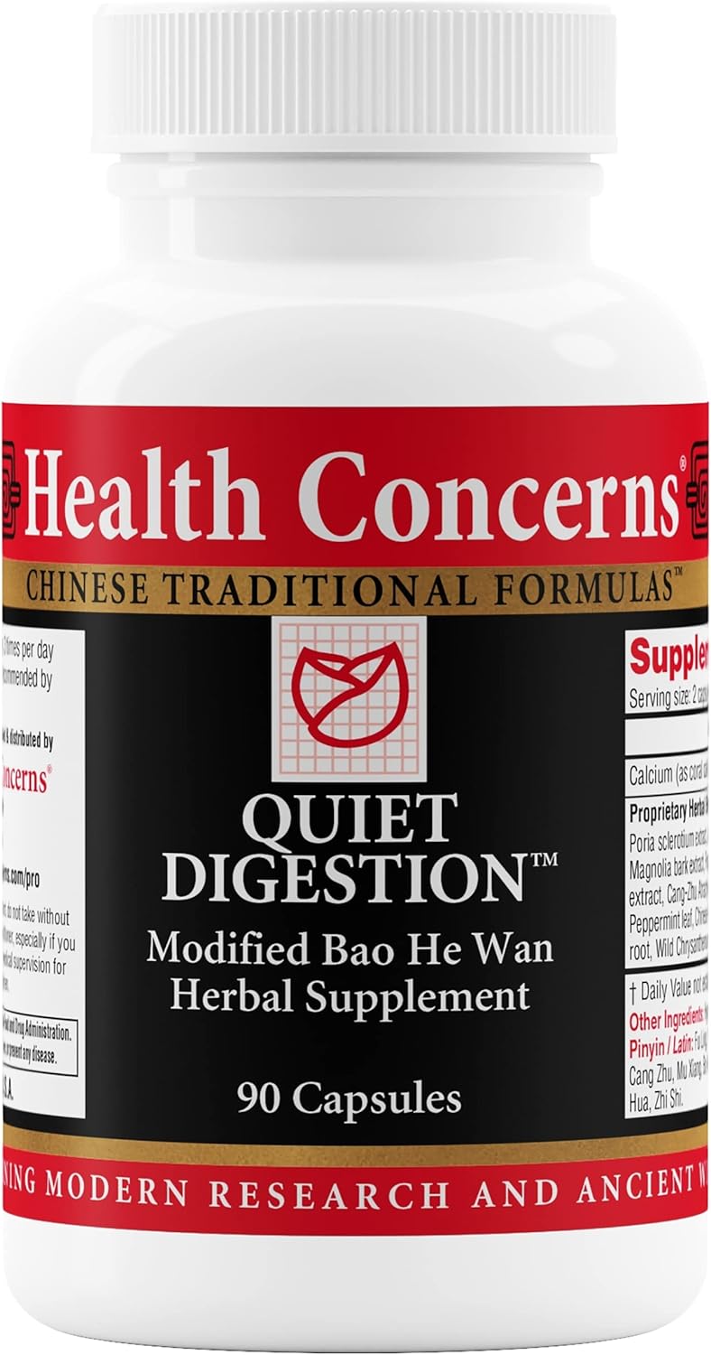 Health Concerns Quiet Digestion – Digestive Support for Upset Stomach, Gas, & Bloating – Herbal Chinese Formula with Bao He Wan – Supplement with Poria, Barley, & Mangolia Bark - 90 Capsules