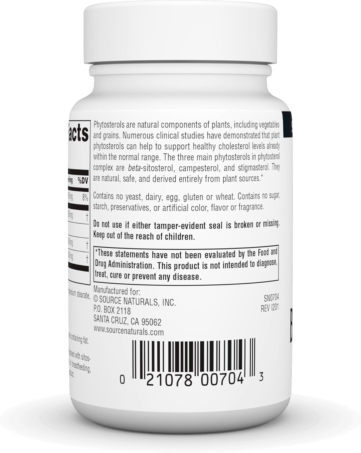 Source Naturals Phytosterol Complex with Beta-Sitosterol, Supports Healthy Cholesterol Levels*, 113 mg - 90 Tablets