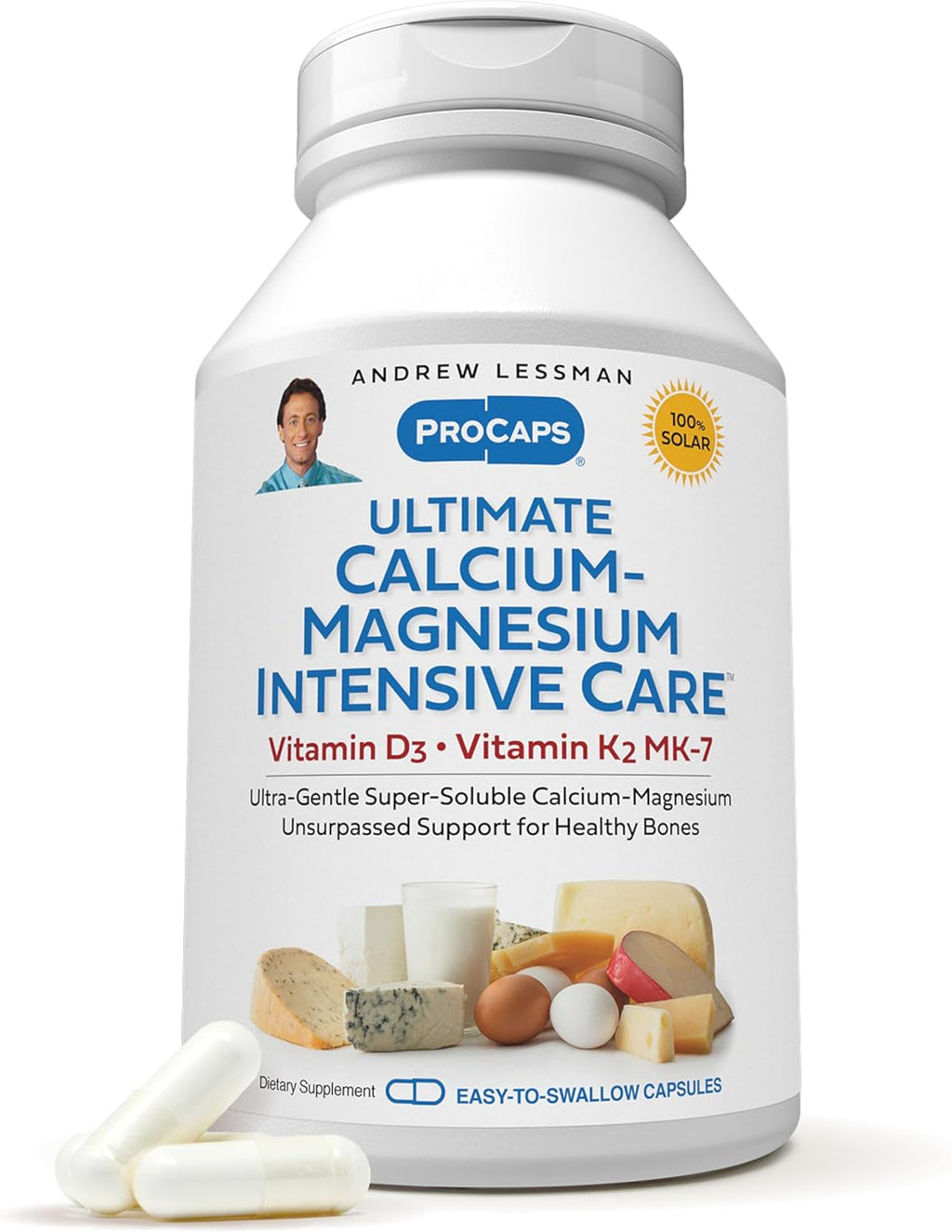 ANDREW LESSMAN Ultimate Calcium-Magnesium Intensive Care with Vitamin D3 & K2 MK7-120 mcg - 720 Capsules – Bone and Skeleton Health Essentials. Gentle, Easy to Swallow, Super Soluble. No Additives
