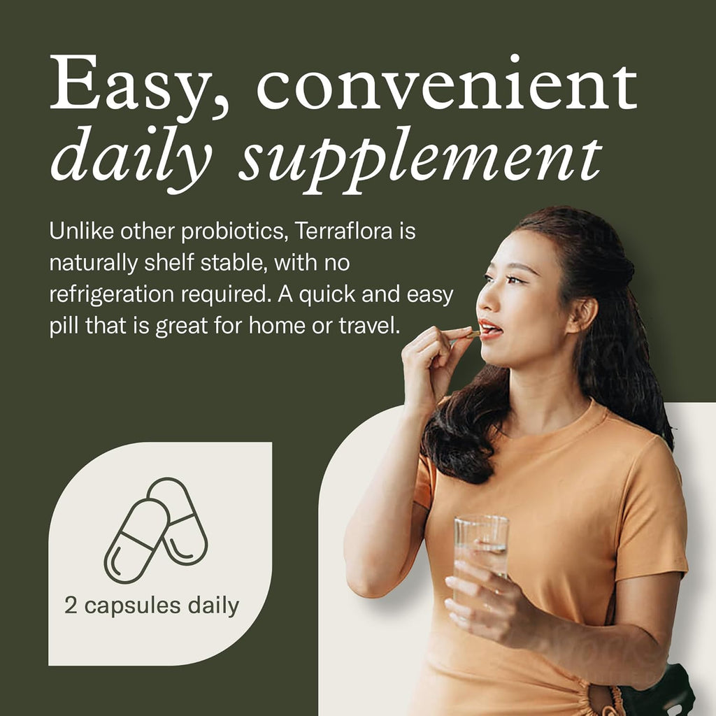 Enviromedica Terraflora Deep Zen Synbiotic - Spore Based Probiotics and Prebiotics for Gut Health & Mood Support, Organic Soil Based Probiotic Supplement for Men and Women 60 Capsules
