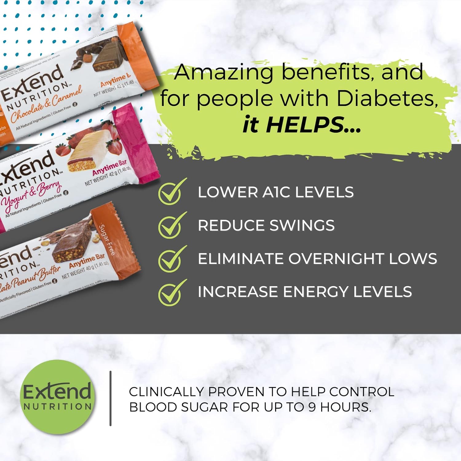 Extend Nutrition Sugar Free High Protein Bars, Perfect Sugar Free Snacks for Diabetes, Protein Bars for Hunger Control & Steady Energy, Low Carb, Keto, Intermittent Fasting, Rich Chocolate, 12 Count