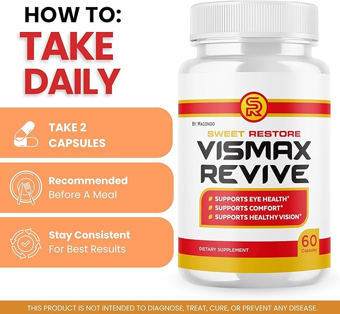 Macondo (2 Pack) VisMax Revive Eye Supplement Capsules - Official VisMaxRevive Premium Support - Maximum Strength, Natural Vitamins for Overall Health - 120 Capsules for 2 Months
