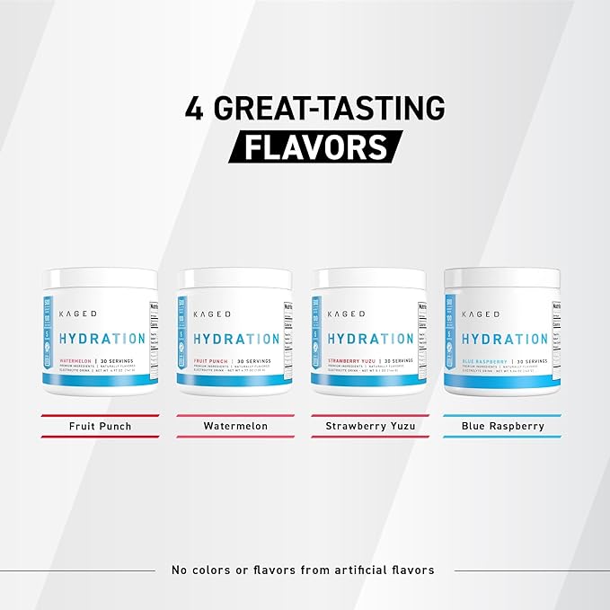Kaged Hydration Electrolytes Powder | Red Raspberry | Hydra-Charge Sports Drink Mix | Pre, Post, Intra Workout | Low Carb, Vegan, Gluten Free | Supplements for Men & Women | 30 Servings