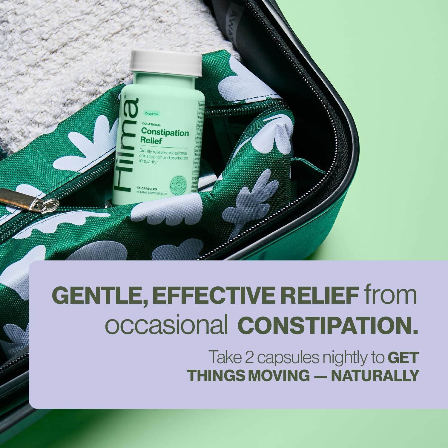 Hilma Gentle Bowel, Occasional Constipation Relief with Magnesium Citrate, Natural and Gentle Laxatives for Constipation w/Magnesium Citrate, Ginger, Anise and Bitter Orange, 46 Vegan Capsules