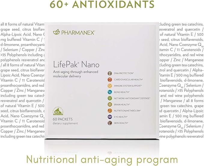 Nu Skin Pharmanex LifePak Nano | Daily Supplement with Essential Nutrients | Boosts Overall Health, Immunity, and Vitality | Convenient & On-The-Go Nutrient Packets for Active Lifestyles | 60 Packets