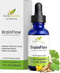Herb-Science BrainFlow – Herbal Brain & Mood Support | Liquid Supplement with Ginkgo, Ginseng, Gotu Kola & St. John’s Wort | Focus, Clarity, Mood & Circulation | Alcohol-Free, 1 fl oz
