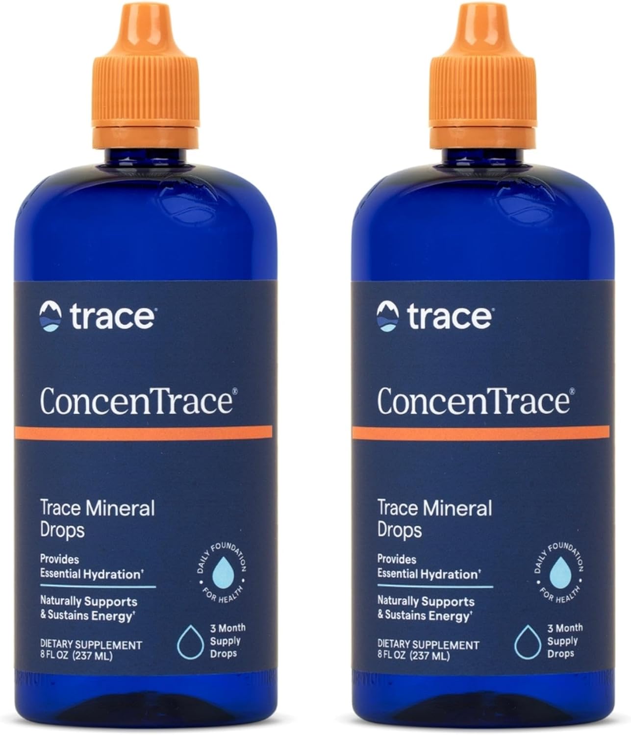 Trace Minerals ConcenTrace Trace Mineral Drops - Liquid Supplement for Bone & Joint Support - Aids Hydration & Electrolyte Restoration - Unflavored, 8 fl oz (192 Servings)