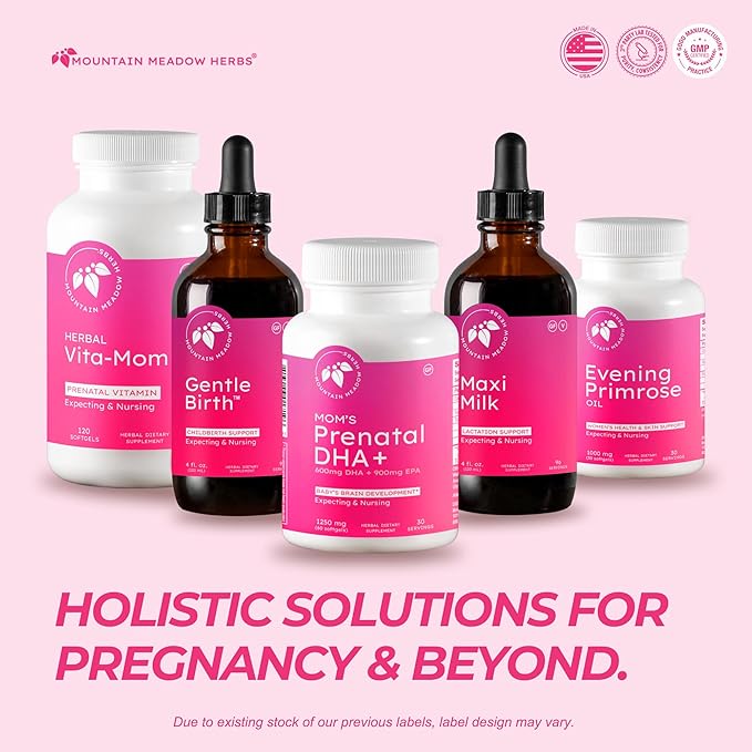 Mountain Meadow Herbs - Mom's Prenatal DHA+ Omega-3 Supplement for Pregnancy, Supports Fetal Brain, Eye & Heart Development, Essential Prenatal Nutrition for Mom & Baby Health, 60 ct