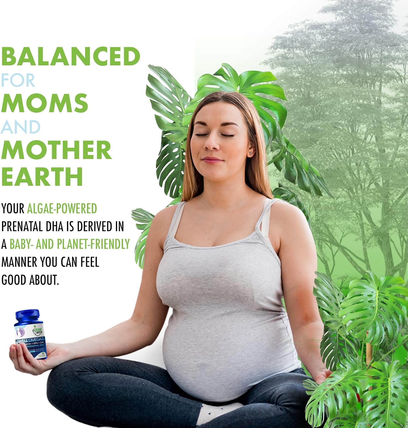 Vegan Prenatal Vitamins with DHA (60 Count) Omega-3 - Qwell Better Than Fish Oil, Brain Function - 820 Mg Algae DHA & EPA, Vegan Prenatal Vitamins with Vitamin E, Carrageenan-Free