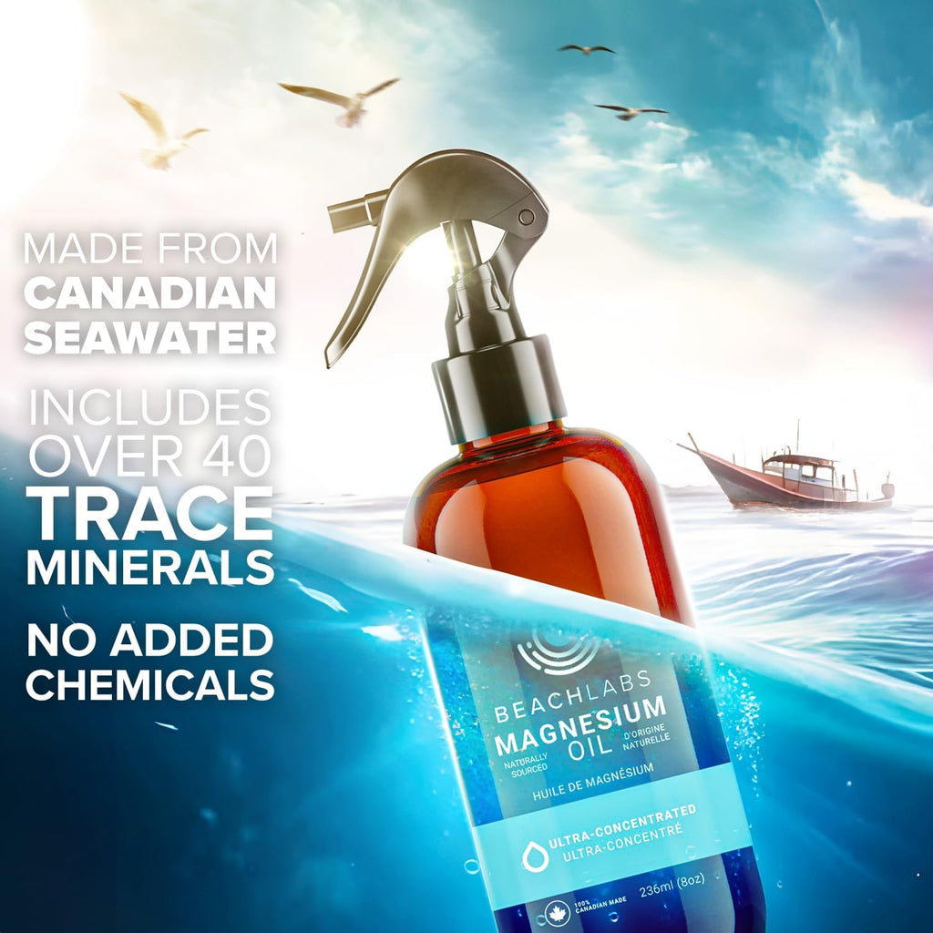 Magnesium Spray (2-Pack) - Ocean Sourced & 100% Canadian Made | Magnesium Spray for Feet and Body | Pure Concentrated Seawater with Synergistic Trace Minerals for Wellness | (8 oz)