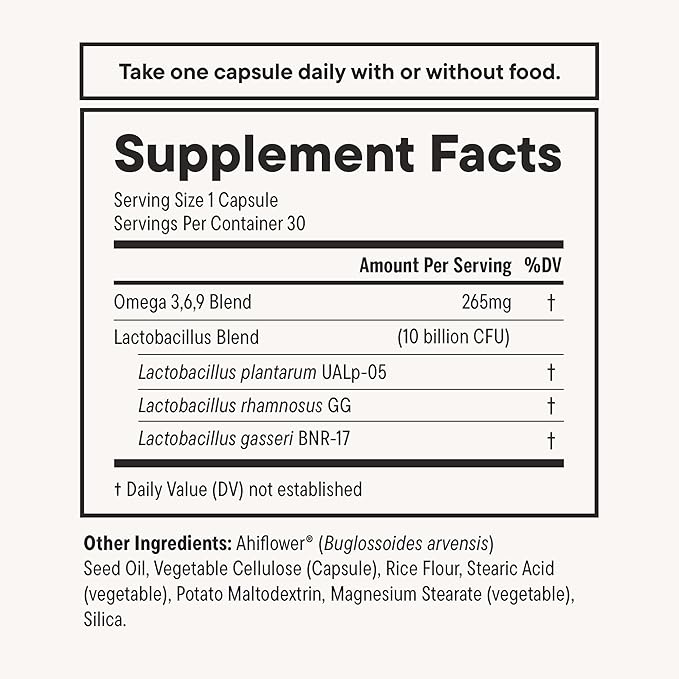 Daily Nouri Weight Support Probiotic for Women & Men | Healthy Weight Management, Metabolism, Digestion & Gut Health | 3 Clinically Studied Strains + Vegan Omega Oil | 30-Day Supply