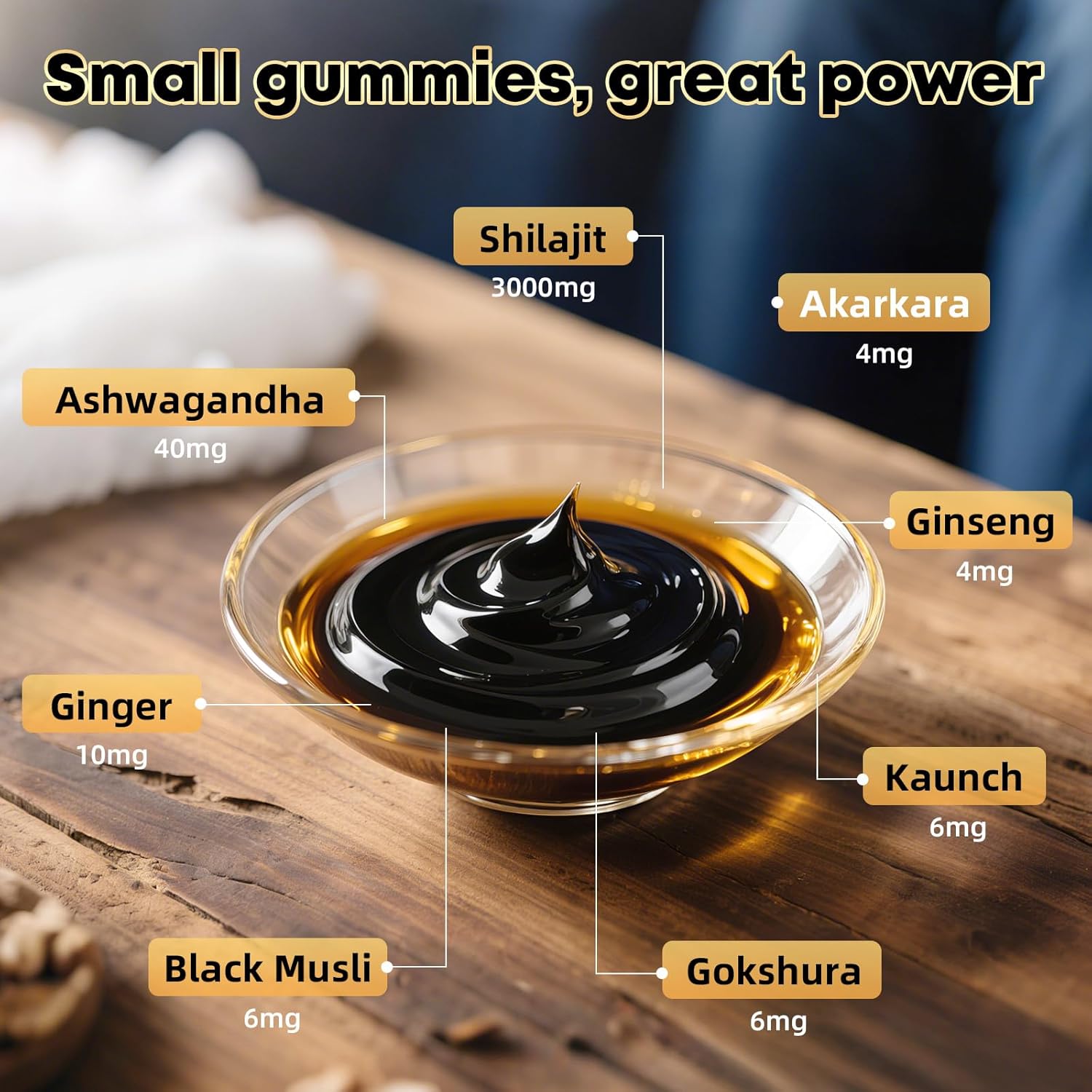 Shilajit Gummies: Pure Shilajit Himalayan Rich in Ashwagandha Gaulshura Fulvic Acid 85 Micronutrients Suitable for Men and Women No Added Sugar Non-GMO 100% Natural Organic 90 Gummies