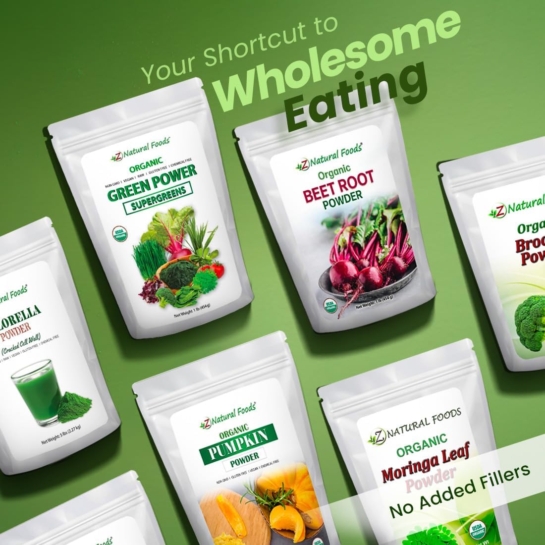 Z Natural Foods Delicious Greens Superfood Powder, Antioxidant-Rich,Tangy and Nutrient-Dense Greens Blend, 100% Natural Superfood, Vegan, Gluten Free, Non-GMO, Kosher, 1 Lb