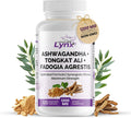 SUPER SUPPLEMENTS Ashwagandha Capsules + Tongkat Ali + Fadogia Agrestis - 120 Capsules, Organic Ashwagandha Supplement - Vegan Ashwagandha Root, Gluten-Free, Non-GMO, for Stress Relief, Energy & Sleep