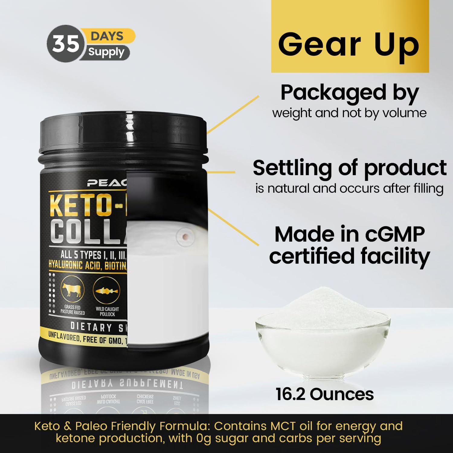 Multi Collagen Protein Powder 16.2 oz (Pack of 12) | 5 Types with Bone Broth, Hydrolyzed Peptides, Biotin & MCT Oil, Unflavored, Supports Skin, Hair, Nails, Joints & Gut Health