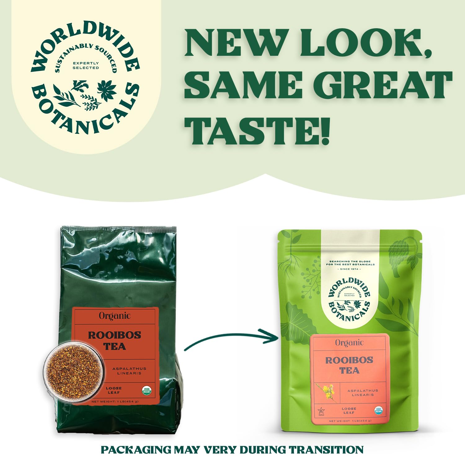 Worldwide Botanicals Organic Red Rooibos Tea – 1lb - 100% South African Aspalathus linearis – Loose Leaf, Cut and Sifted - Resealable Bag for Freshness, 1 Pound Bag