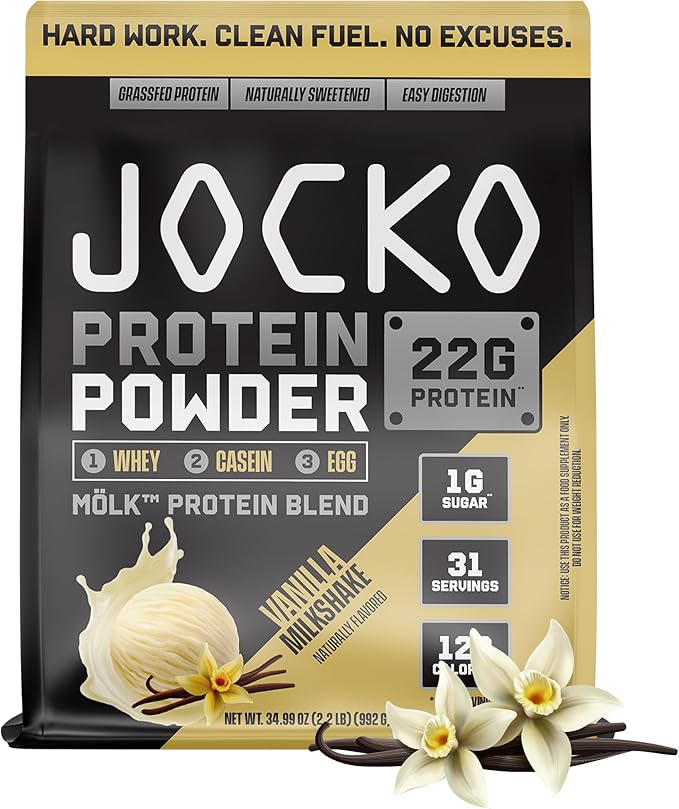 Jocko Fuel Bundle - Vanilla Mölk Protein Powder + Creatine Monohydrate Powder for Men & Women - Bundle for Atheltic Performance, Recovery, & Muscle Growth